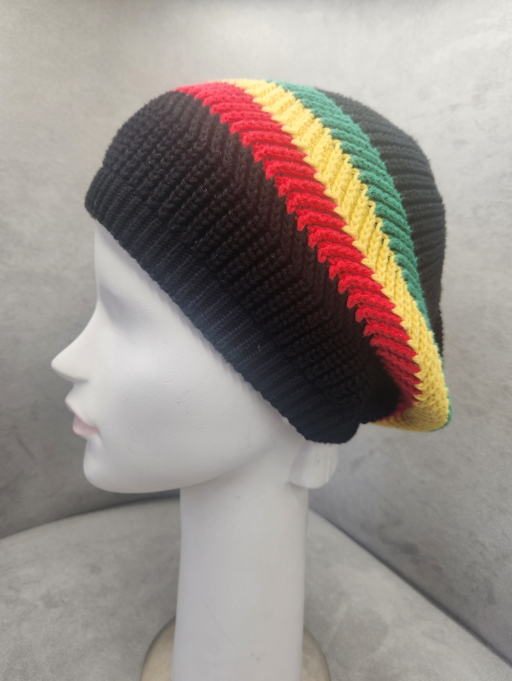 Rasta World Beanie Black Jamaica Flag Colors 100% Cotton Bob Marley Made Korea